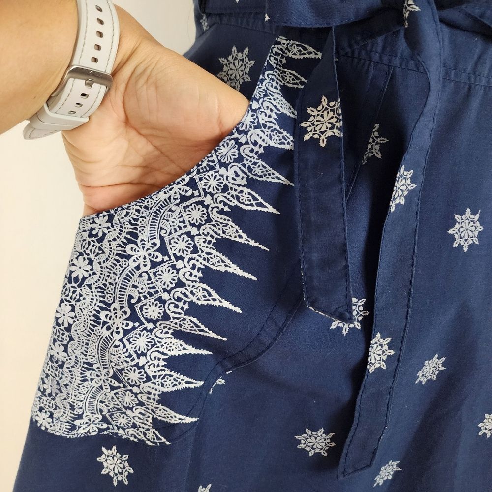 Wrap Midi Dress Boho Bandana Print Fit And Flare A-line Pockets Summer Sun dress - Picture 9 of 15